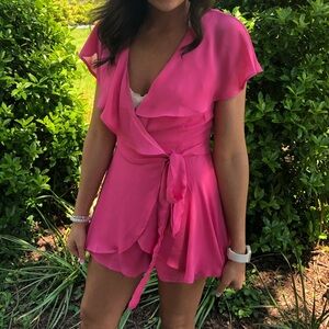 Pink Ruffle Wrap Romper